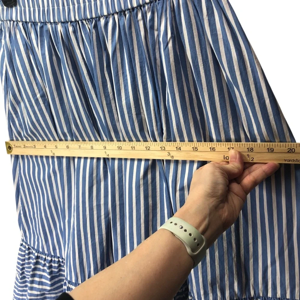 Kate Spade Striped Cotton Skirt Sz S Full Midi Ruffled Hem Coastal Summer Preppy - Picture 5 of 10